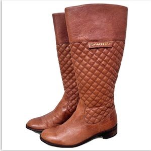 Capodarte Quilted Leather Cognac Knee High Boots Size 9